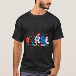Usa Flag 4. Juli Nursing Stethoscope Patriotic T-Shirt