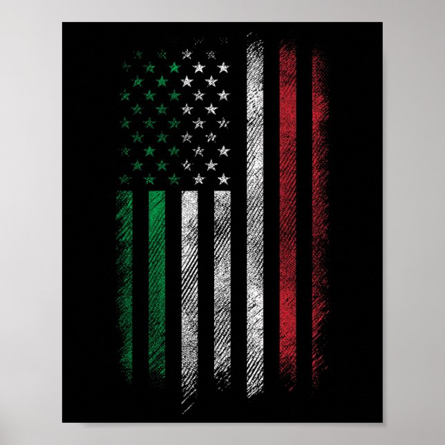 Usa Flag 4. Juli Patriotic American Italian Fl Poster (Vorne)