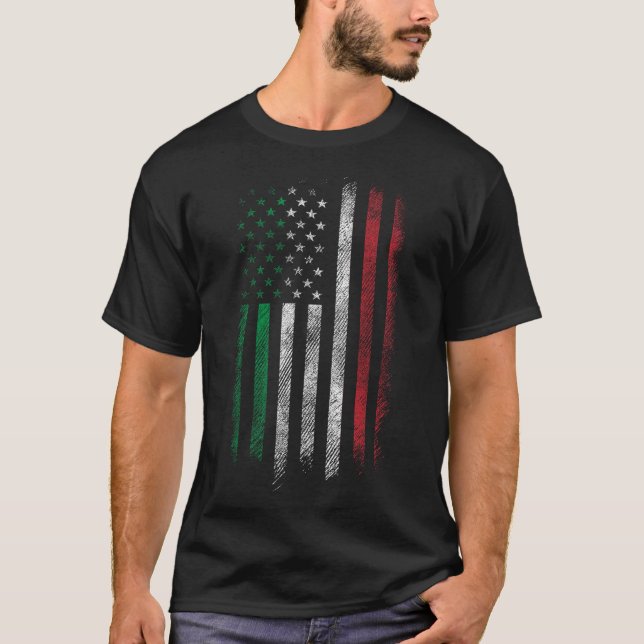 Usa Flag 4. Juli Patriotic American Italian Fl T-Shirt (Vorderseite)