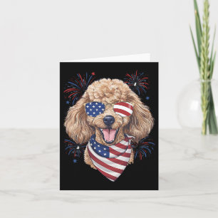 Usa Flag 4. Juli Patriotic American Niedlich Poodl Karte