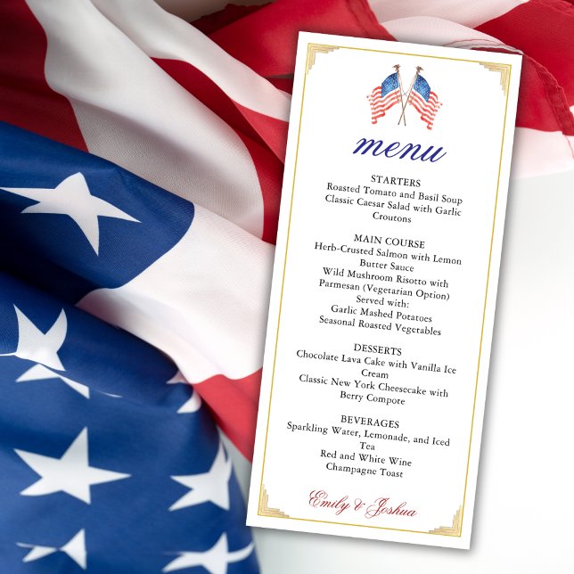 USA Flag 4. Juli Patriotic Wedding Menu Menükarte (Von Creator hochgeladen)