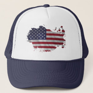 USA Flag Abstrakt Shape Design, Modern Patriotic Truckerkappe