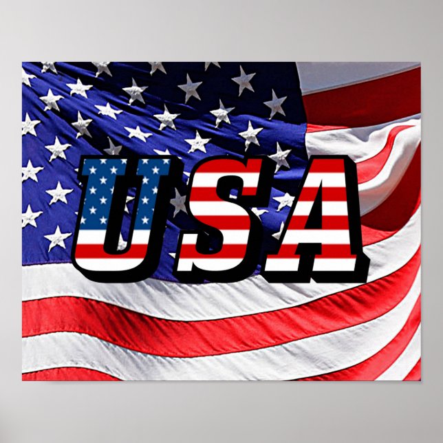 USA Flag America Red White Blue Small Poster (Vorne)