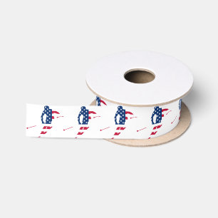 USA Flag America Skiing American Skier Satinband
