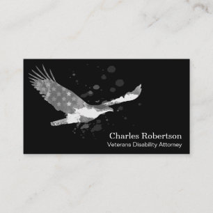 *~* USA Flag American Eagle Gray Gray on Black Visitenkarte