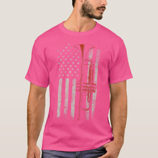 USA Flag American Patriot Trumpet T-Shirt