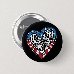 USA Flag American Runner - Running Heart Button