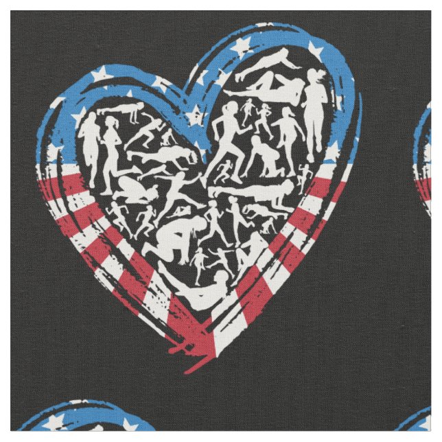 USA Flag American Runner - Running Heart Stoff (Nahaufnahme)