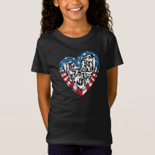 USA Flag American Runner - Running Heart T-Shirt