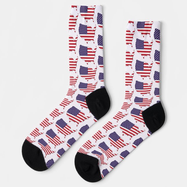 USA Flag and Map Souvenir Design Socken (Linkes Detail)
