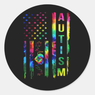 USA Flag Autismus Awareness Lehrer Mama Support Runder Aufkleber