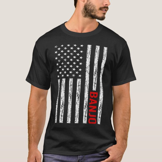 USA Flag Banjo T-Shirt (Vorderseite)