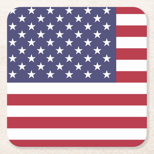 USA FLAG Beer mat, Rechteckiger Pappuntersetzer (Vorderseite)