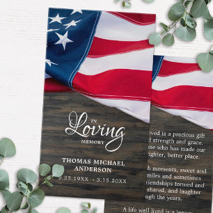 USA Flag Beileid Memorial Funerary Prayer Card