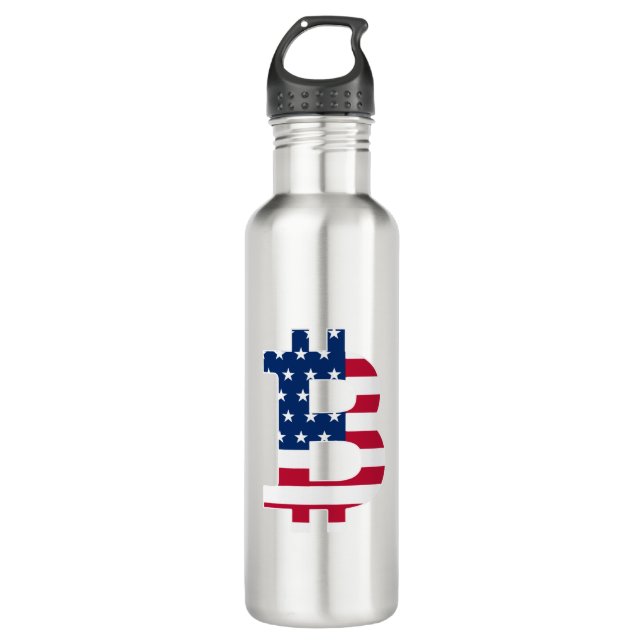 Usa Flag Bitcoin-Bitcoin-Cryptocurrency-Blockchain Edelstahlflasche (Vorderseite)