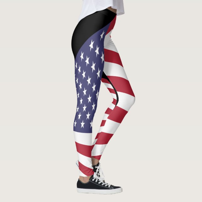 USA Flag Black Leggings (Rechts)