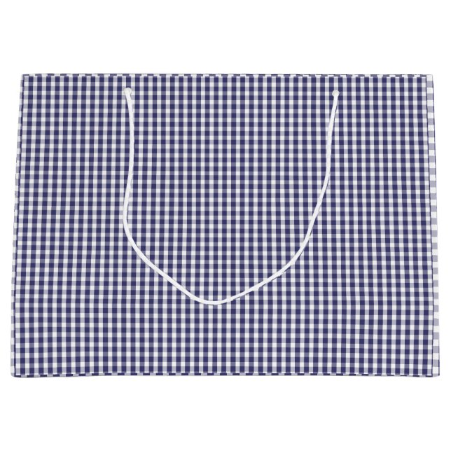 USA Flag Blue and White Gingham Checked Große Geschenktüte (Vorderseite)