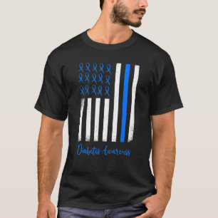 USA Flag Blue Diabetes Typ 1 Sensibilisierungskamp T-Shirt