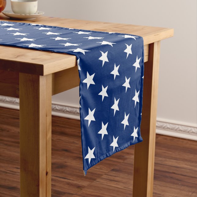 USA Flag Blue White Stars Cotton Table Runner Kurzer Tischläufer (Beispiel)