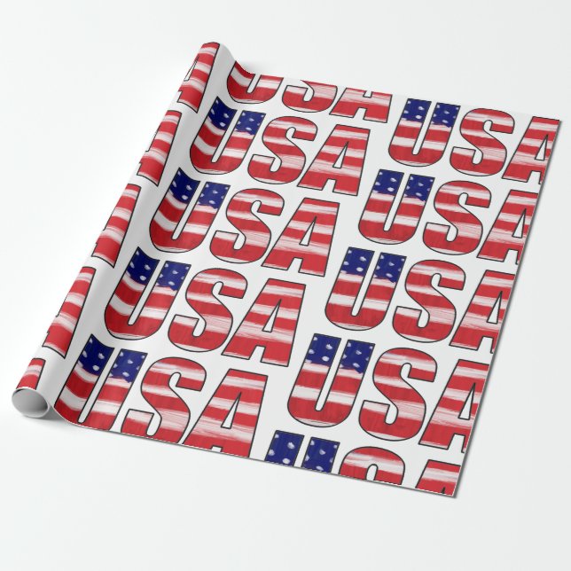 USA Flag Colors Geschenkpapier (Ungerollt)