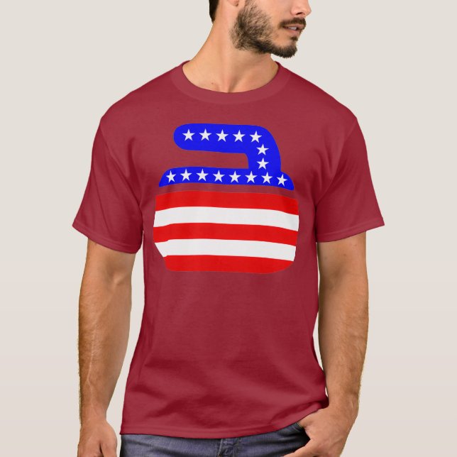 USA Flag Curling Stone Patriotic Curling Gift T-Shirt (Vorderseite)