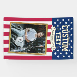 USA Flag Custom Photo Banner, Red Blue Patriotic Banner