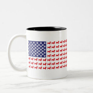 USA-Flag-Dackel Zweifarbige Tasse