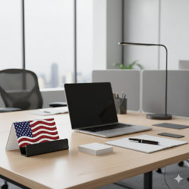 USA Flag Design Business Card Holder - Pro Style Schreibtisch-Visitenkartenhalter