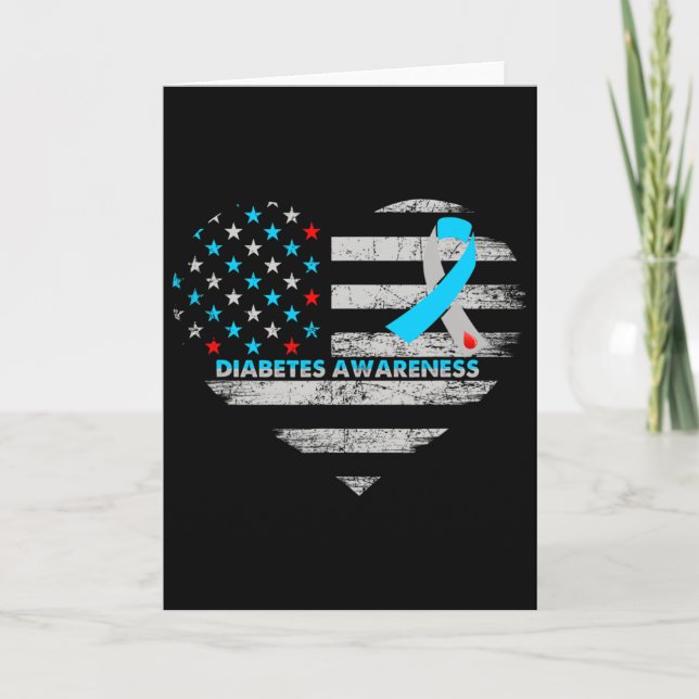 Usa Flag Diabetes Awareness Heart Family Support  Karte (Vorderseite)