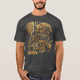 USA Flag Eagle Patriotic American Truck Driver Tru T-Shirt