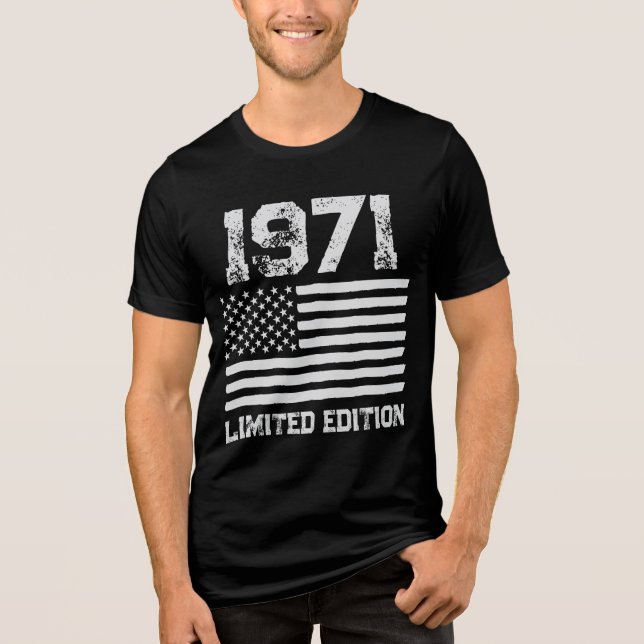 USA Flag Editierbar Personalisierter benutzerdefin Tri-Blend Shirt (Vorderseite)