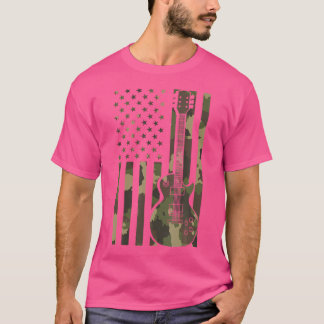 Usa Flag Electric Guitar Player Gitarrist Camoufla T-Shirt