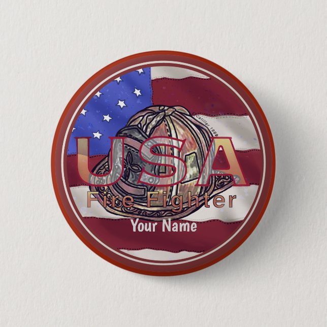 USA Flag Firefighter-Button Button (Vorderseite)