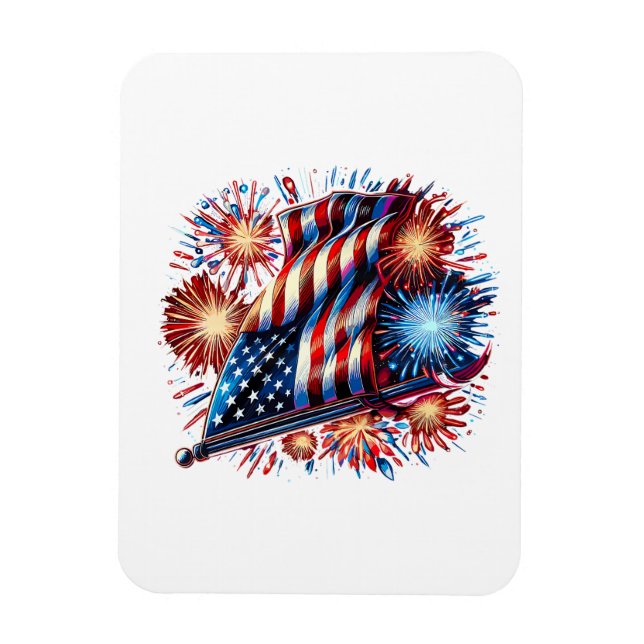 USA Flag Fireworks Patriotic Magnet (Vertikal)