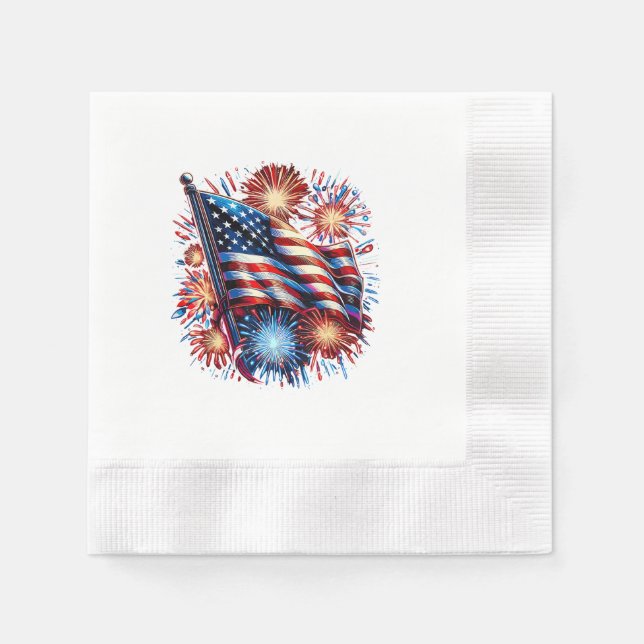 USA Flag Fireworks Patriotic Serviette (Vorderseite)