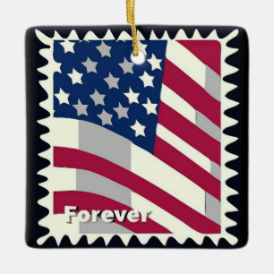 USA FLAG FÜR BRIEFMARKE KERAMIKORNAMENT
