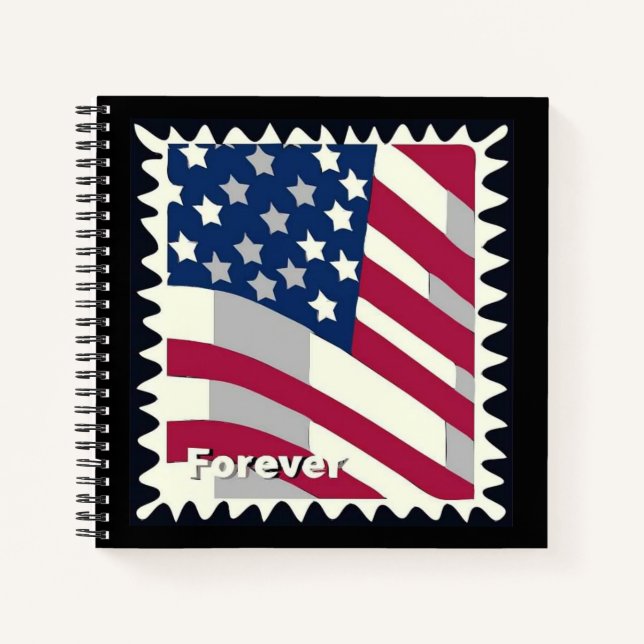 USA FLAG FÜR BRIEFMARKE NOTIZBUCH (Vorderseite)