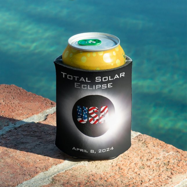 USA FLAG Gesamte Sonnenfinsternis 8. April 2024 Dosenkühler (In Situ Pool)