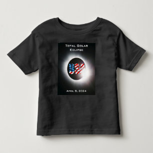 USA FLAG Gesamte Sonnenfinsternis 8. April 2024 Kleinkind T-shirt