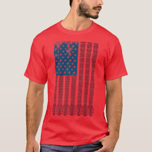 USA Flag Gitarrist Gitarrist Musician Fourth O T-Shirt