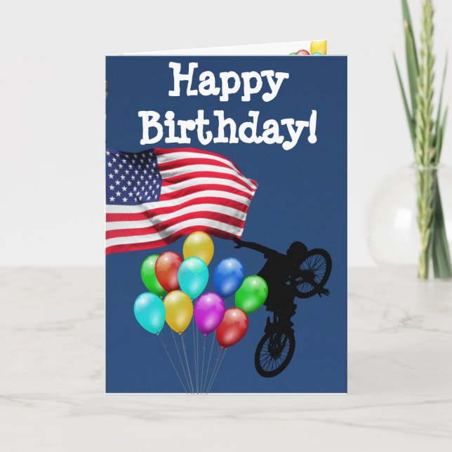 USA FLAG GLÜCKLICH GEBURTSTAG! KARTE (Vorderseite)