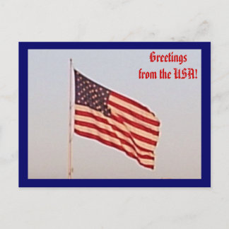 USA Flag Greetings Postcard Postkarte