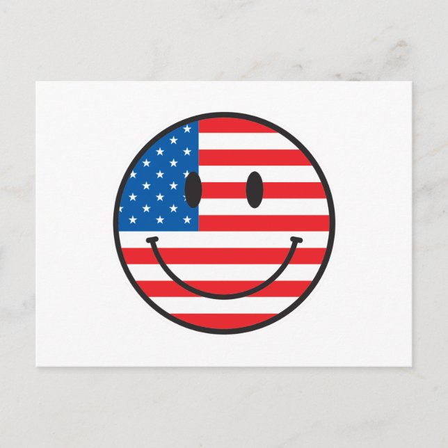 USA Flag Happy Face Postkarte (Vorderseite)