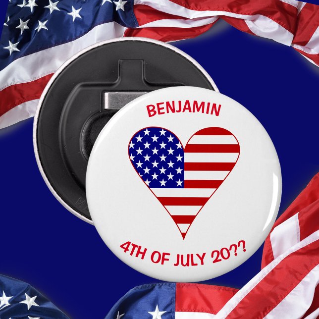 USA Flag Heart Funky Personalisiert Flaschenöffner (Von Creator hochgeladen)