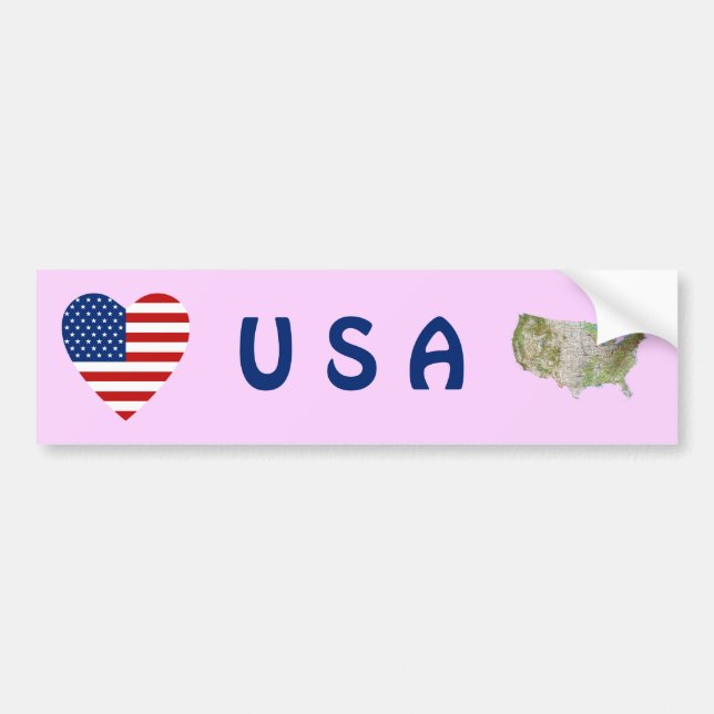 USA Flag Heart + Map Autoaufkleber (Vorne)