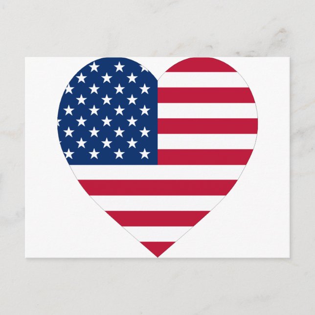 USA Flag Heart Postkarte (Vorderseite)