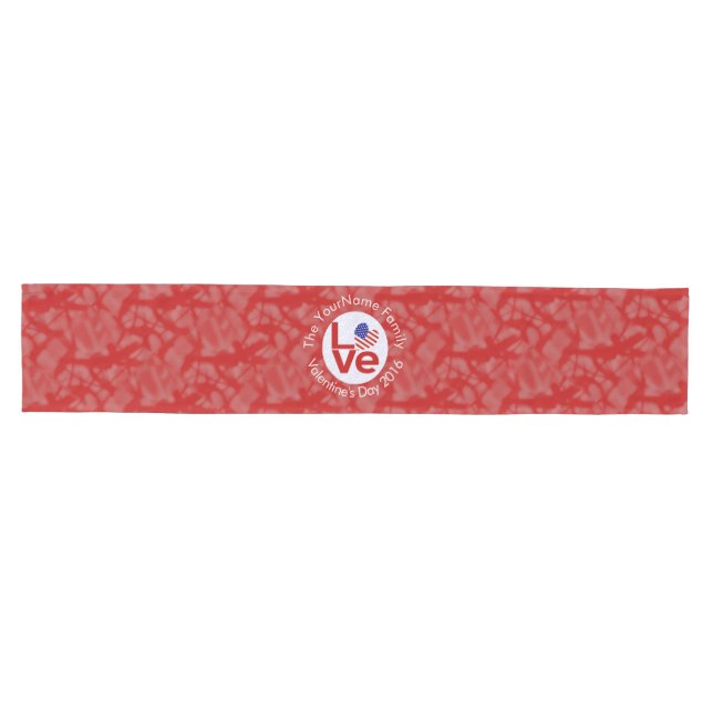 USA Flag Heart Red LIEBE Mittelgroßer Tischläufer (Horizontal)