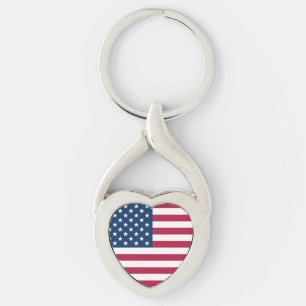 USA Flag Heart Schlüsselanhänger