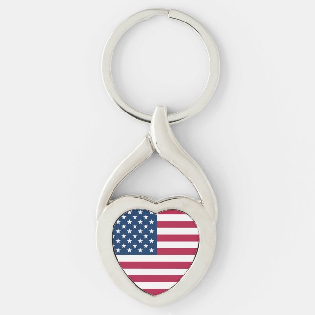 USA Flag Heart Schlüsselanhänger (Vorderseite)
