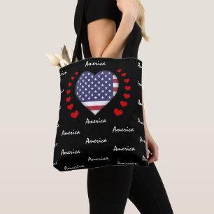USA Flag & Heart United Staaten Flag Fashion / spo Tasche